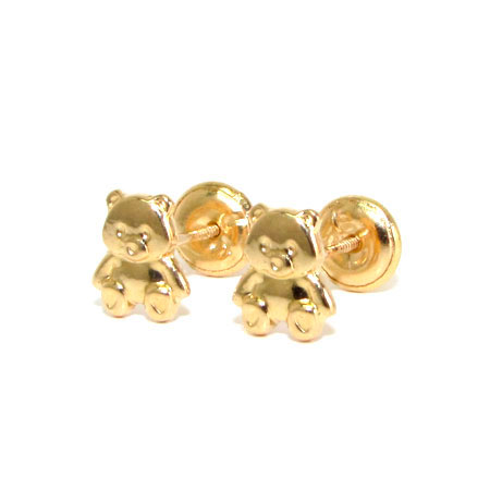 Arete para bebes oro 18k – osito