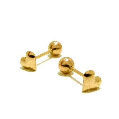 Arete para recién nacida oro 18k – Corazón bolita