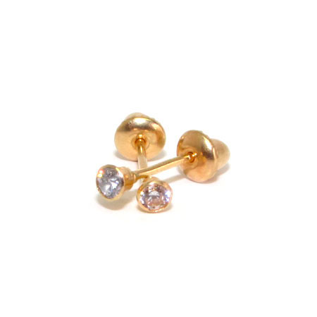 Arete para recién nacida oro 18k – Punto de luz #5 blanca