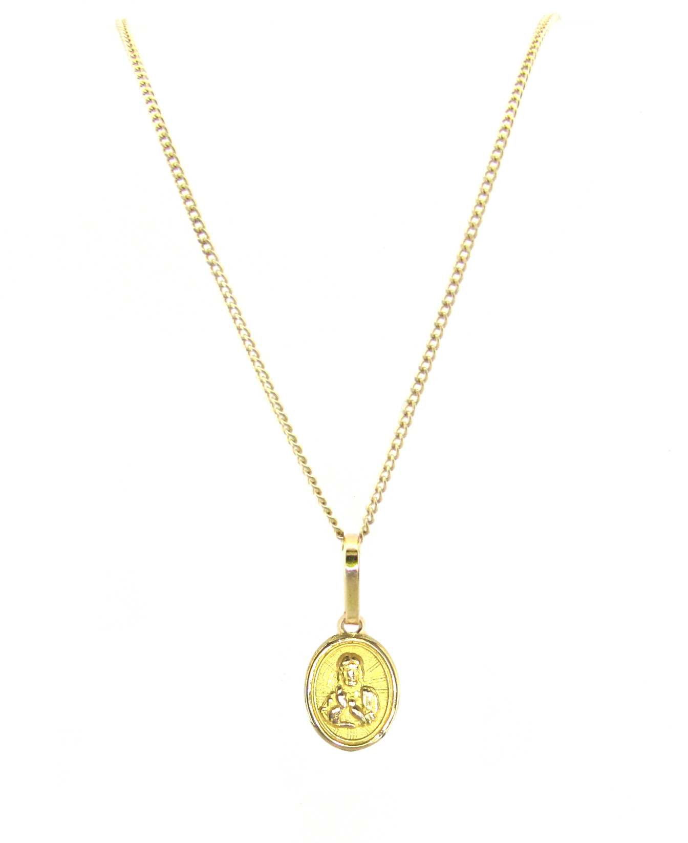 Cadena Baby medallita Corazón de Jesús - Oro 18k - Baby Gold Peru